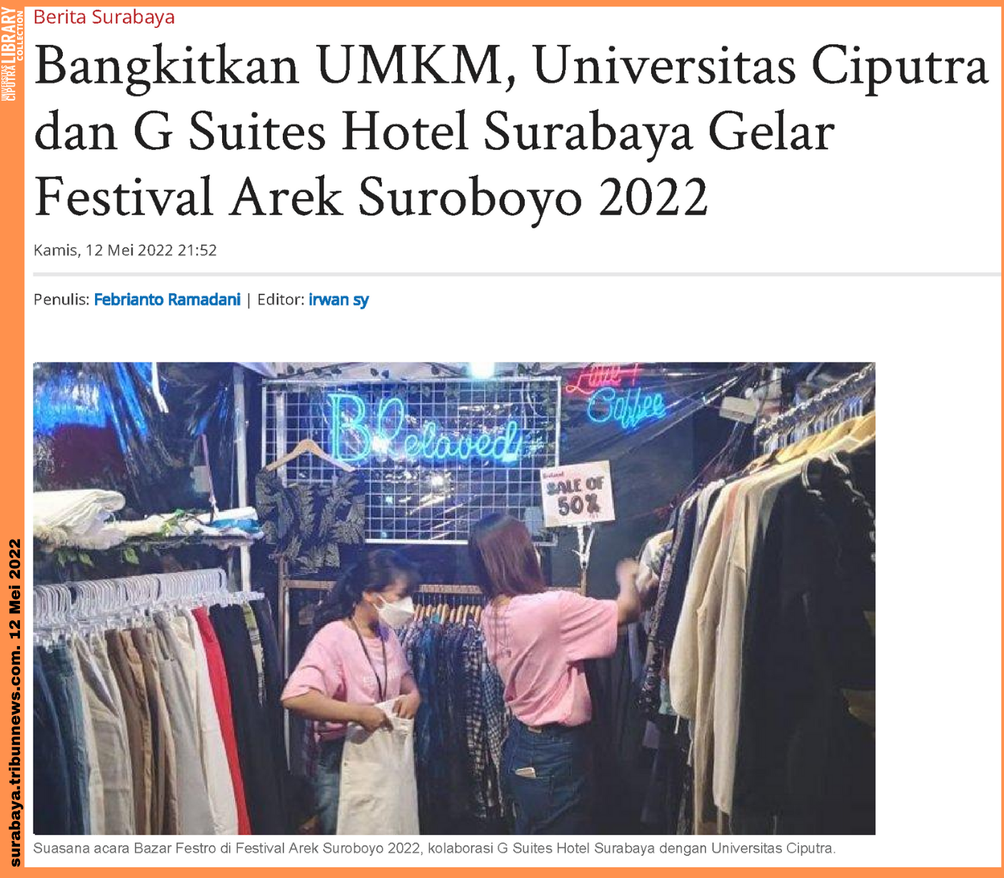 Bangkitkan Umkm Universitas Ciputra Dan G Suites Hotel Surabaya Gelar