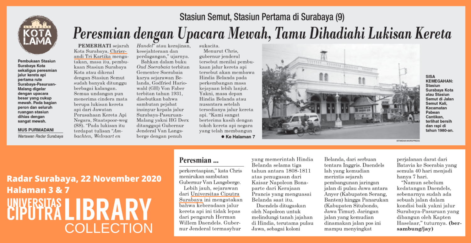 Stasiun Semut, Stasiun Pertama di Surabaya (9) Peresmian dengan 