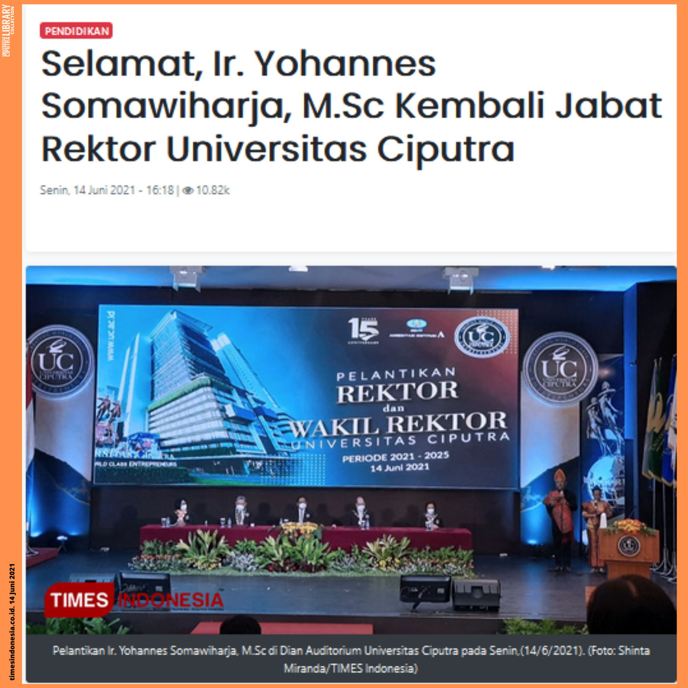 Selamat Ir Yohannes Somawiharja Msc Kembali Jabat Rektor 