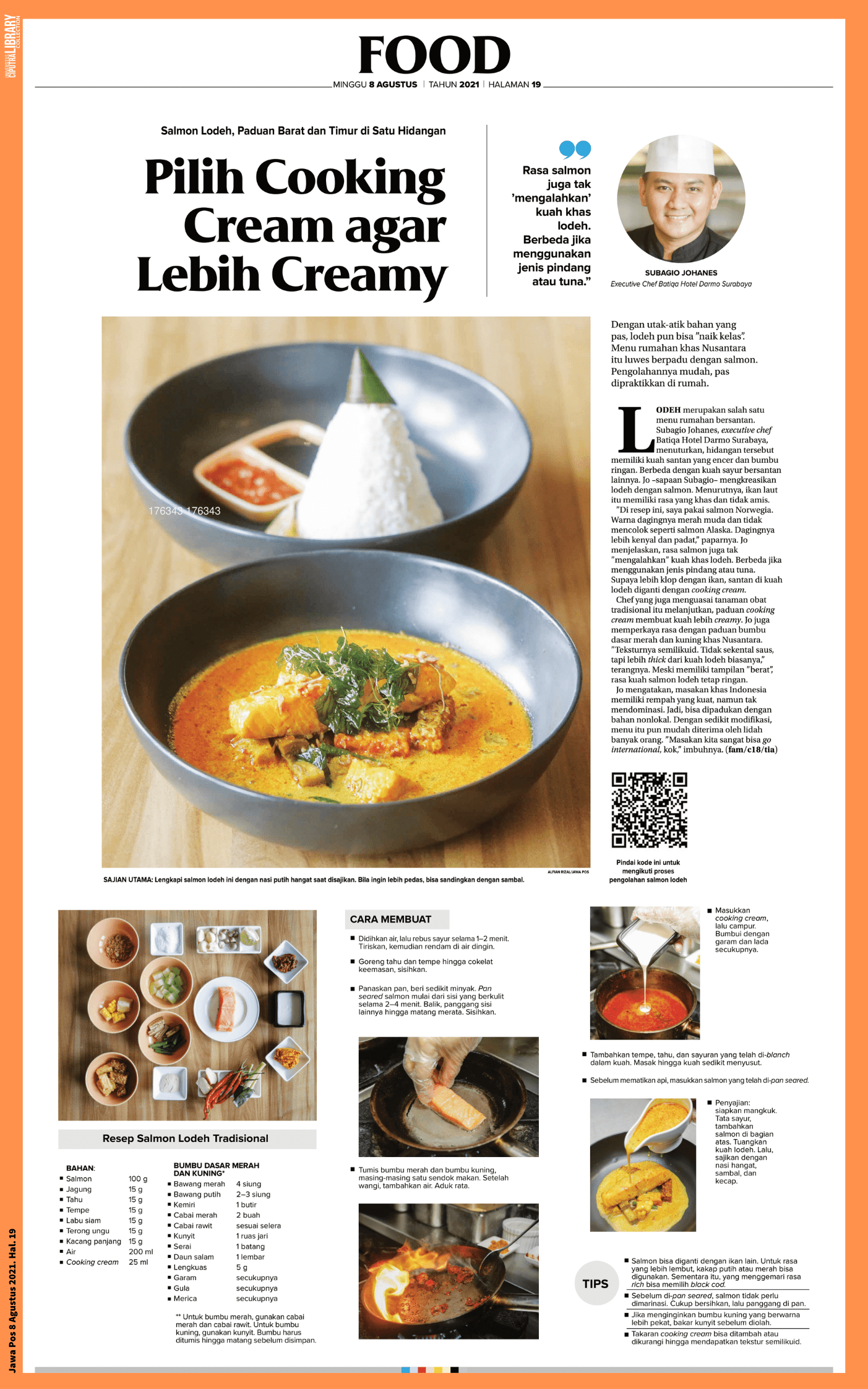 Pilih Cooking Cream Agar Lebih Creamy. Jawa Pos 8 Agustus 2021. Hal. 19