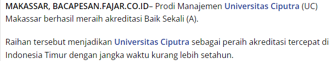 Tercepat, Prodi Manajemen Universitas Ciputra Raih Akreditasi Baik ...