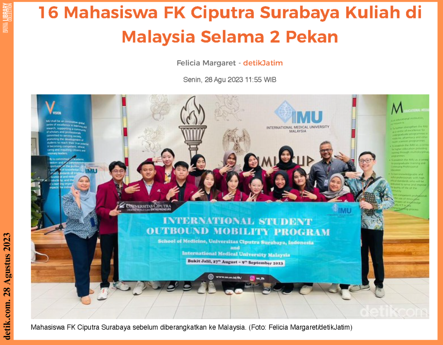 16 Mahasiswa Fk Ciputra Surabaya Kuliah Di Malaysia Selama 2 Pekan