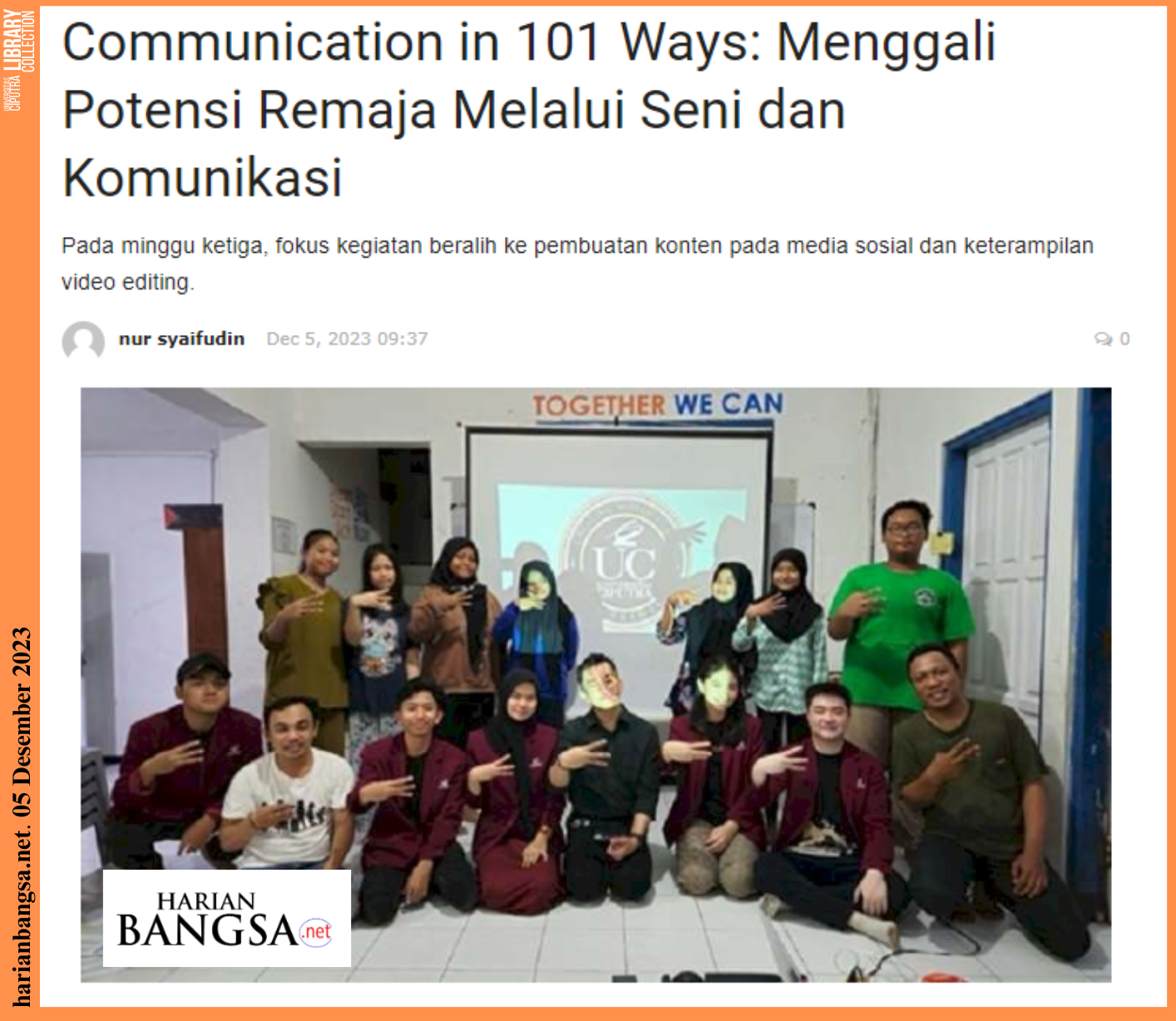 Communication In 101 Ways Menggali Potensi Remaja Melalui Seni Dan