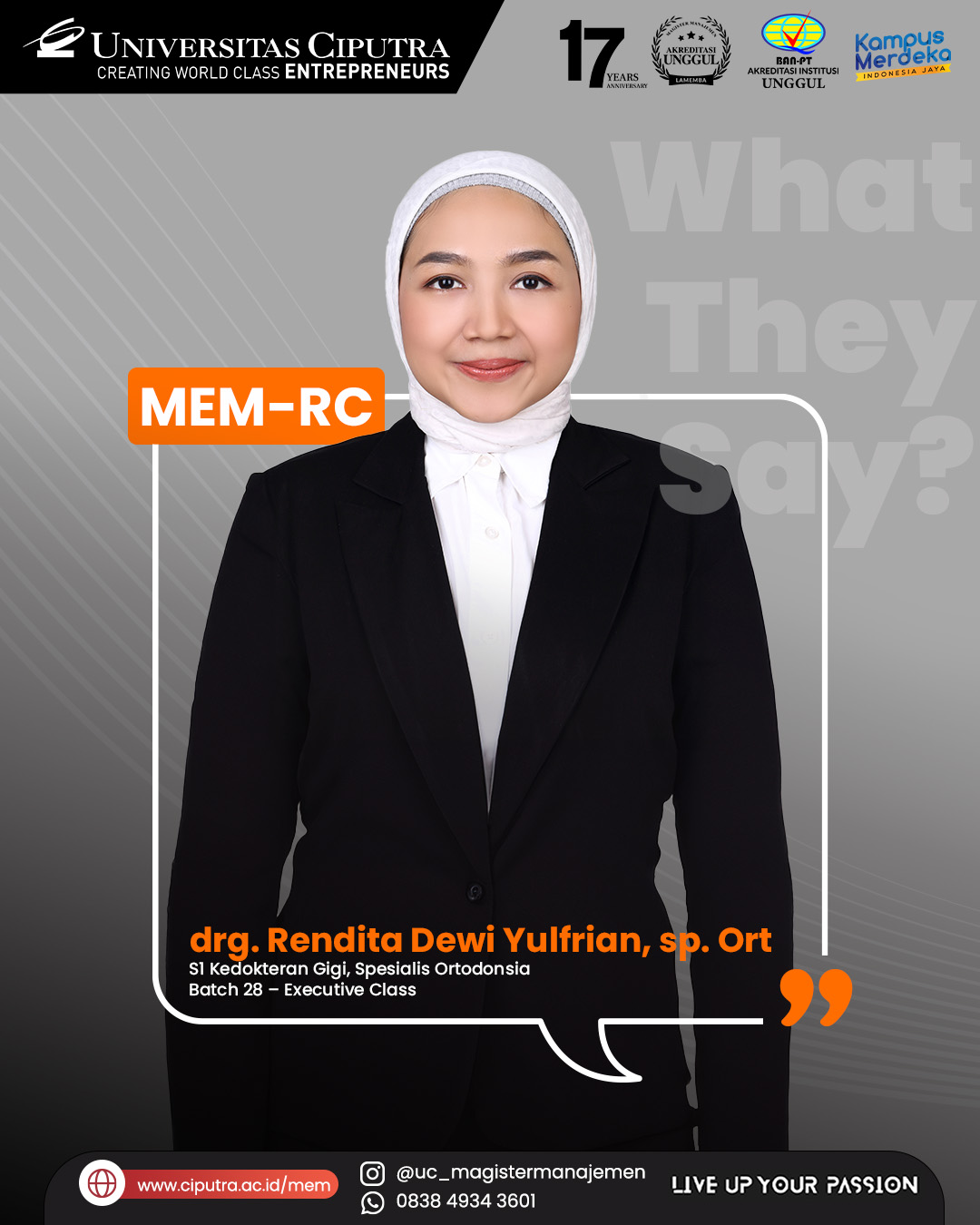 Testimoni MEM-RC drg. Rendita Dewi Yulfrian, sp. Ort
