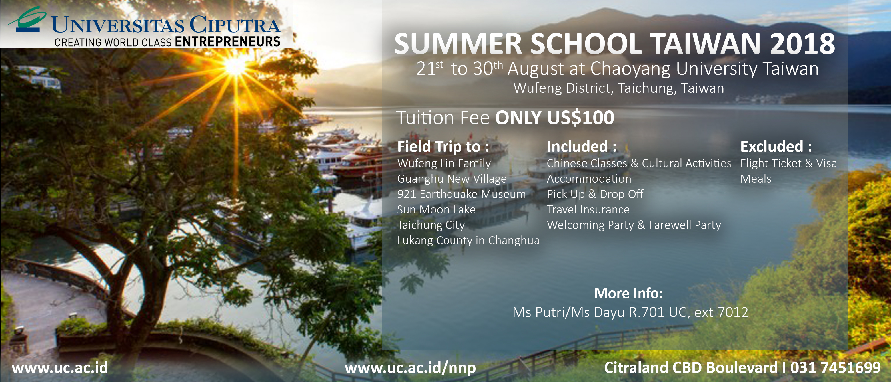 Summer School Chaoyang University – Taiwan 2018 ( 21-30 August 2018 ) Summer School Chaoyang University – Taiwan 2018 ( 21-30 August 2018 )