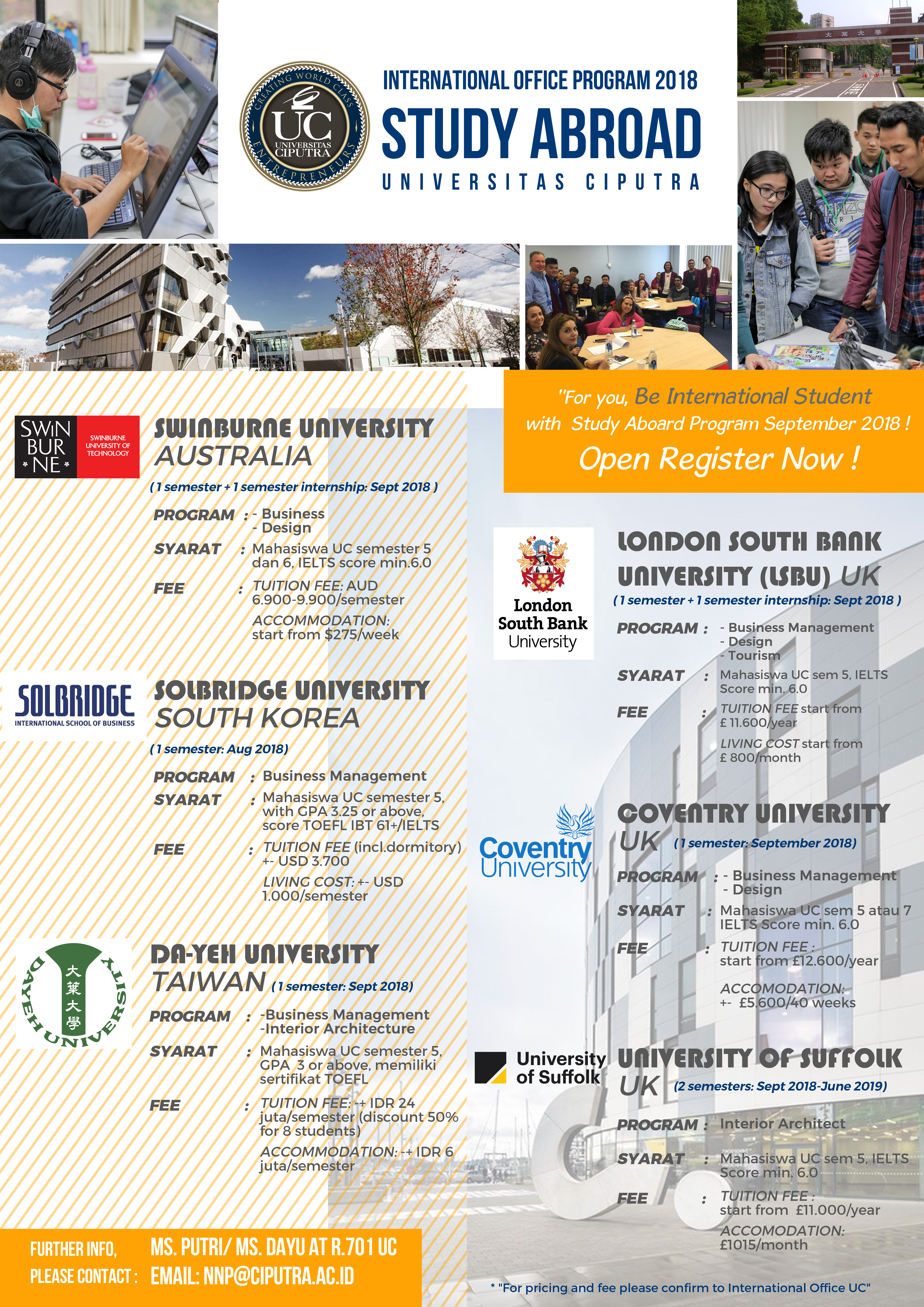 UC Study Abroad and Summer School Programs 2018! UC Study Abroad and Summer School Programs 2018!