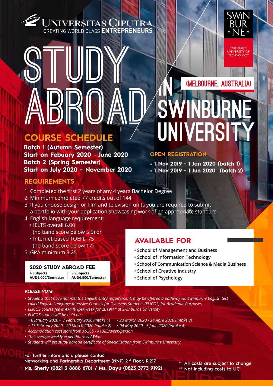 Study Abroad at Swinburne University – Australia 2020! Study Abroad at Swinburne University – Australia 2020!