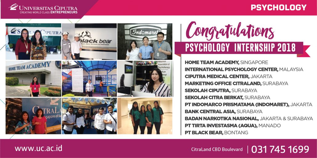 Congratulation Psychology Internship 2018 - Creating World 