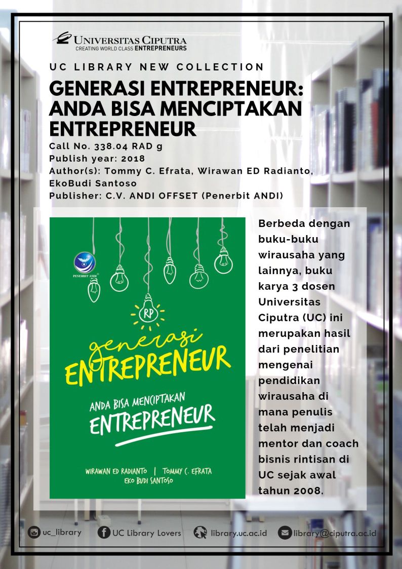 UC LIBRARY New Collection - Generasi Entrepreneur 